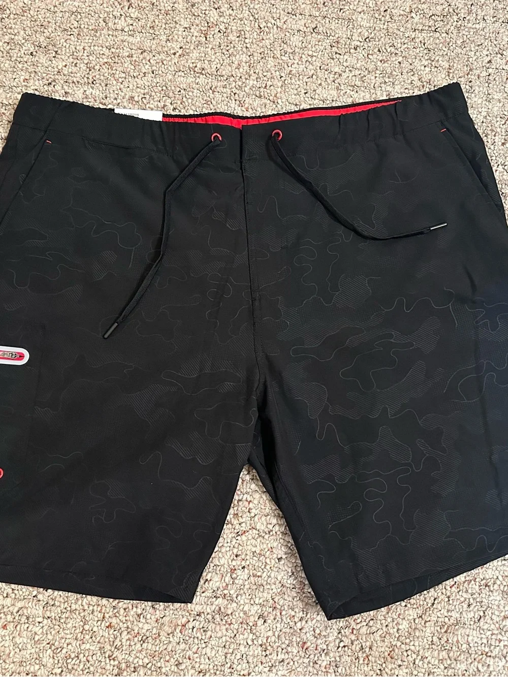ZeroXposur Black Swim Board Shorts with Red Trim